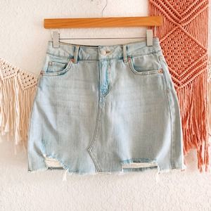Wild Fable Light Wash Distressed Mini Jean Skirt